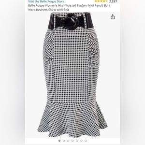 Belle Poque High-waisted Peplum Midi Pencil Skirt w/ Belt - Large NWT